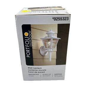 Portfolio Wall Lantern Outdoor Matte White Clear Glass. #0255323. {107}.